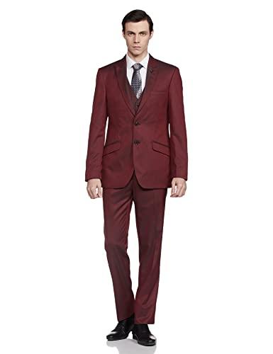 raymond men's poly viscose peak lapel suit (ridx00340-m7_dark maroon_104)