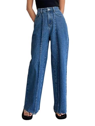 kotty women's solid cotton lycra blend high rise relaxed fit stylished looking jeans(blue,32)