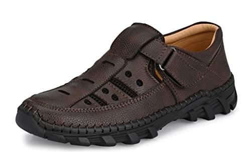 mactree brown fishermen faux leather sandals for men - 09 uk