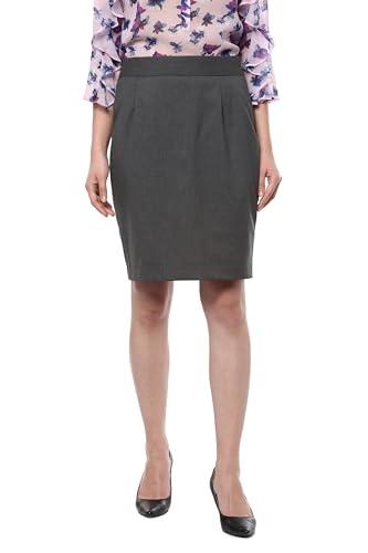 allen solly womens slub knee length skirt_grey_34