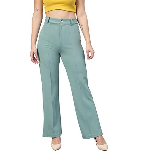 ausk womens relaxed trousers polyster blend color- moss green (large), size_30