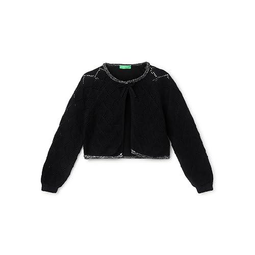 united colors of benetton girl's relaxed fit round neck textured sweater (size: 12-13 years)-23a1176h500fg100 black