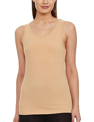 amante solid round neck sleeveless tank top nude