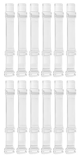 glamoras women pu material invisible clear bra strap non-slip adjustable bra strap soft transparent shoulder strap, free size, pack of 12 pair