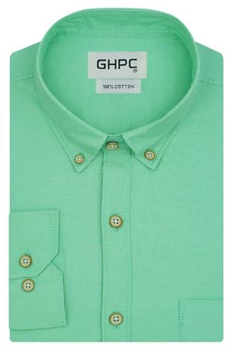 ghpc 100% cotton plain solid full sleeves regular fit casual shirt for men (turquoise, csf500128_38)