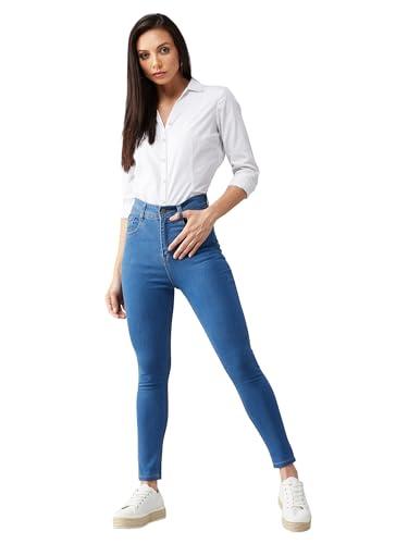 dolce crudo women's blue skinny high-rise distressed cropped denim jeans(doss19den08-62-115-34,blue,34)