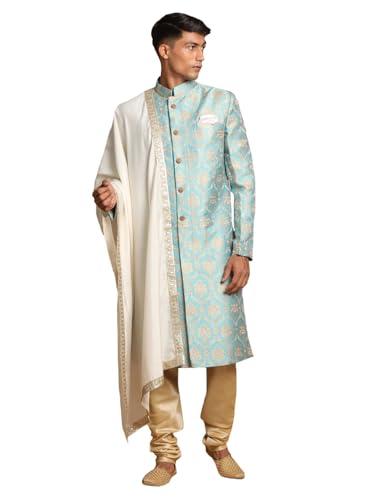 vastramay men's aqua and gold silk blend sherwani set_vasmsw126aqnpgond001cr_42