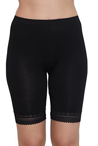 women's/girl's 4 way stretch cotton spandex high waist safety pants/cycling shorts with lace black