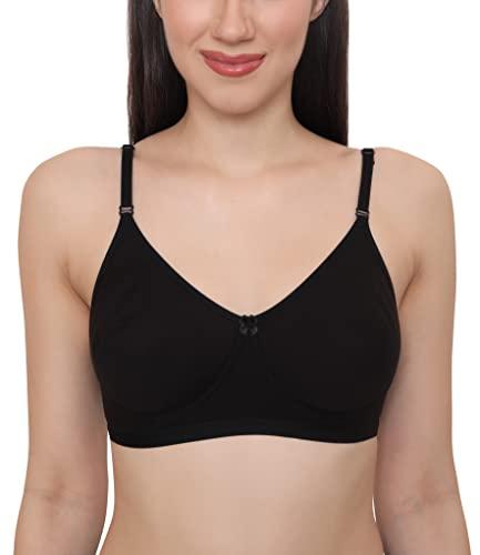 glamoras women's soft poly cotton non padded wirefree everyday t-shirt bra with adjustable straps | seamless cups full coverage bra for women daily use | color- black, size 36, d cup