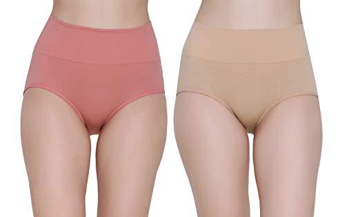 glamoras women’s mid rise seamless butt lifter panty,free size-pink & beige color