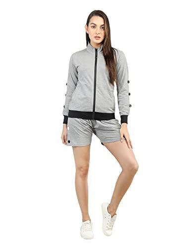 chkokko women casual track suit t-shirt trackpant co-ord set light grey s