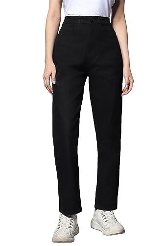 high star women's dad fit stretchable jeans (hswjnw23102_bk1_black_28)