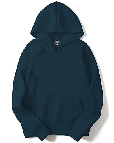 adro men's cotton neck hooded sweatshirt (h22-1-pln-sb_teal_m)