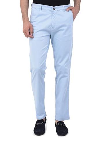 ben martin men's regular fit sky-blue cotton casual trouser size 36