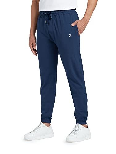 xyxx men's cotton modal joggers - relaxed fit, antimicrobial, high stretch, sweat absorbent solid ace loungewear with zippered pockets, drawcord closure.