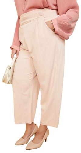 max women plus size solid regular fit flared trousers (rif09p_blush)