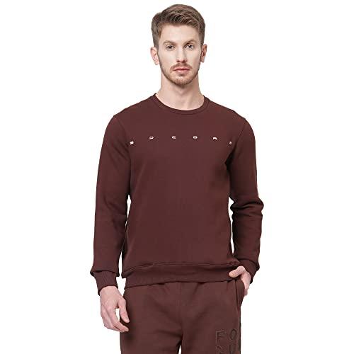 sweet dreams men's fleece roundneck sweater (mss-0016gv_brown