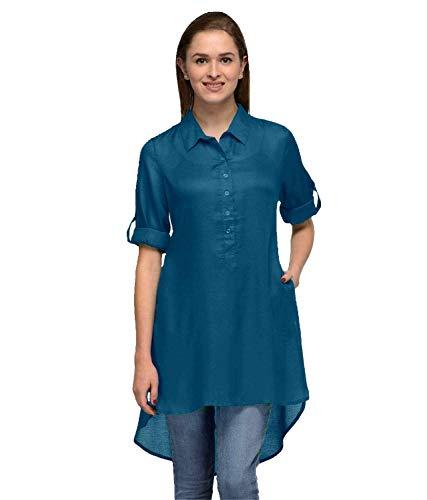 patrorna women's plus size collared high low tunic top (spv6s021_sky blue_4xl)