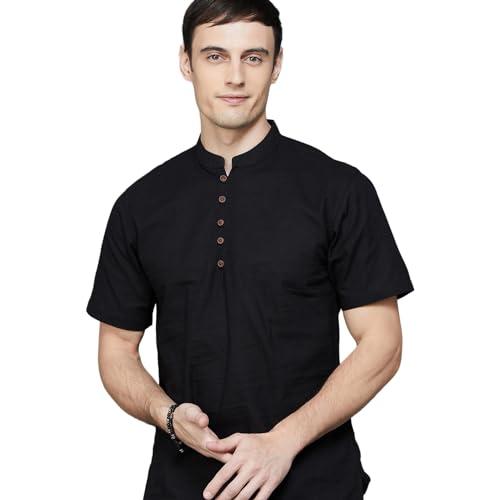 melange by lifestyle men's cotton regular kurta (1000013385679 black