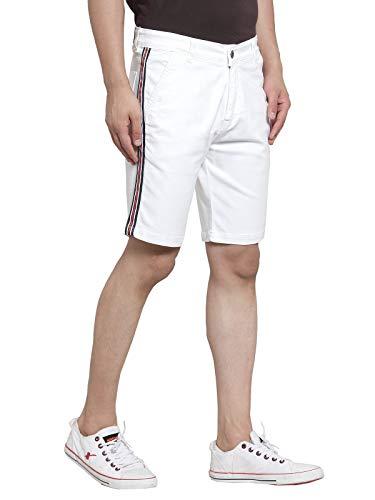 ben martin men's regular fit side stripe stretchable white_wrn denim shorts size 36