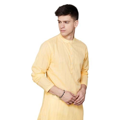 melange by lifestyle men's cotton regular kurta (1000013516034 yellow