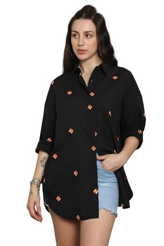 high star women's oversized fit shirt (hswshs2433_jun_black