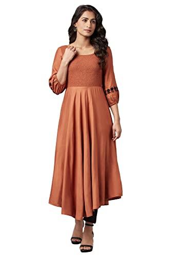 w for woman women's rayon rust brown solid dress midi (22few17318-216679 3xl)