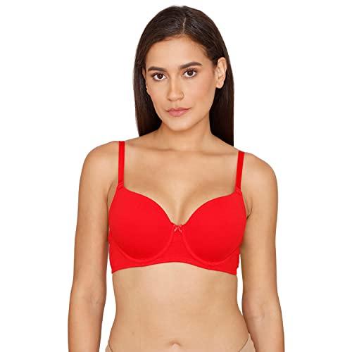 zivame women's cotton wired casual t-shirt bra (zi112efash00red0032b_red_32b)