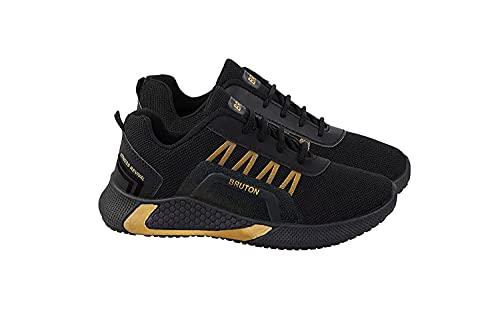 bruton men's shoes for trendy shoes | casual shoes | sports shoes | running shoes - black-gold, size : 10 - 10 uk