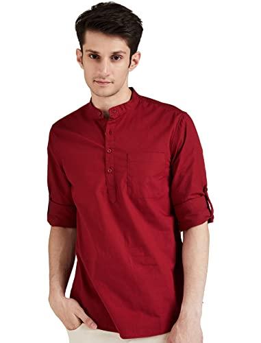 amazon brand - symbol men's solid regular casual shirt (az-sy-rm-06_krtplkt_maroon medium)