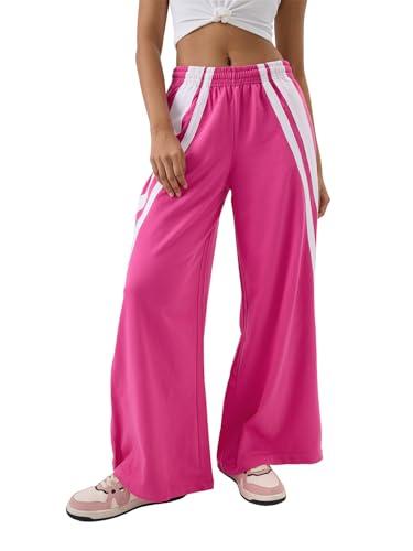 the souled store estate hot pink women and girls pull on cotton wide flared joggers