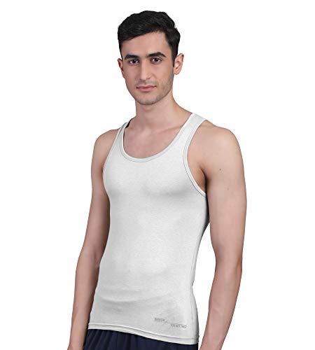 freecultr men's twin skin bamboo cotton vest, anti microbial, anti odor, breath tech super soft & comfort fit inner wear (white, xx-large, pack of 1)