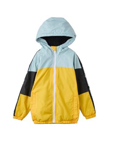 the souled store solids: yellow, blue (colourblock) boys zipper hooded jackets jackets winter coats outerwear bomber puffer windbreaker hooded quilted lightweight warm stylish fashionable casual