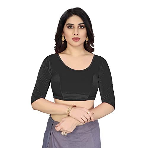 sidhidata women's velvet solid 3/4 sleeve blouse (ps velvet 62 black_black_free size, 30-36)