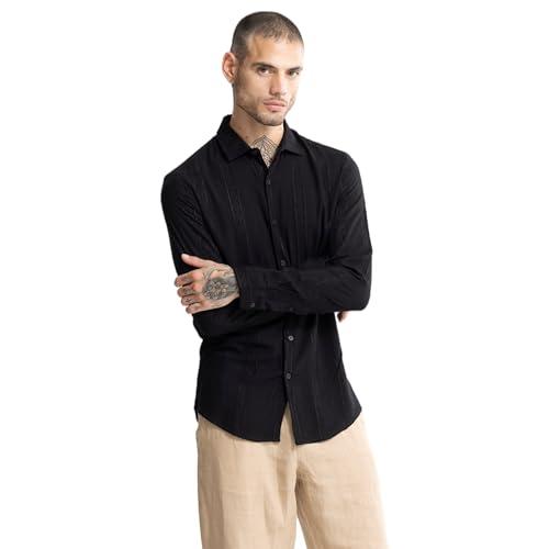 snitch rayon textured black shirt