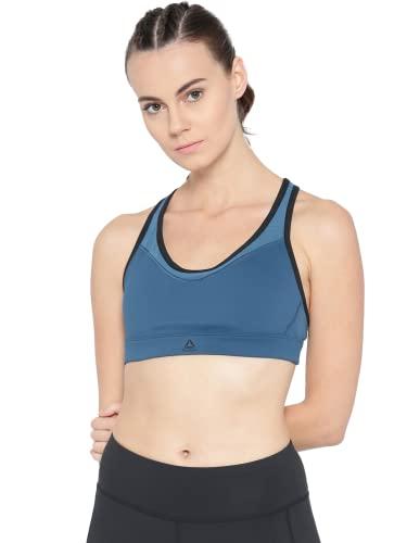 reebok women's polyester wire free cy8139 padded sports bra (cy8139-xs_teal blue_30a)