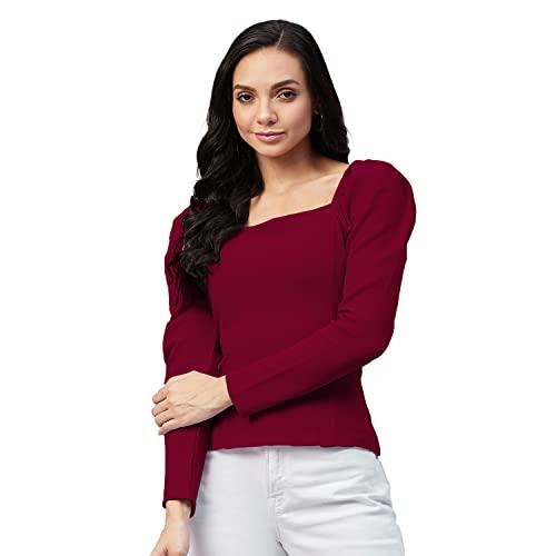 rare women's regular fit blouse (ep6214d_maroon m)