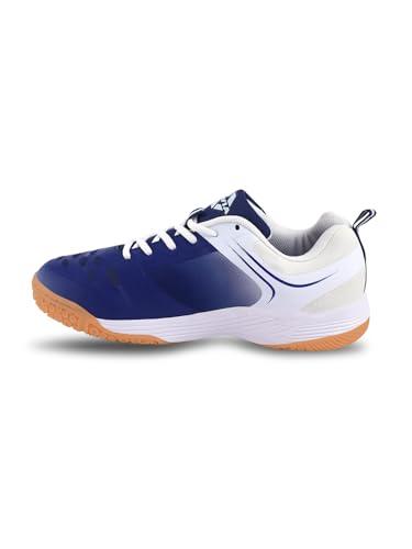 nivia hy-court 2.0 badminton shoe for mens | rubber sole shoes with upper mesh for sports, badminton, volleyball, squash, table tennis, nonmarking sole (blue/white) size - uk-10