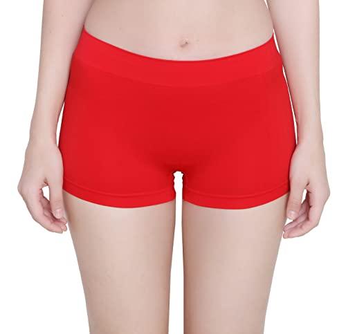 glamoras women’s nylon spandex seamless no panty lines no show boyshorts panty - free size, pack of 1 red