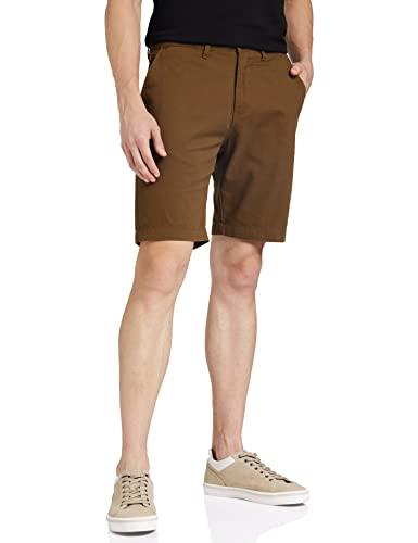 amazon brand - symbol men's cotton chino shorts | casual half pants | bermuda (brown_36)