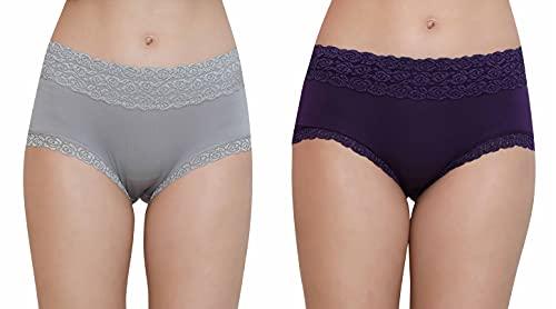 glamoras women's cotton blend hipsters (pack of 2) (945463_grey-purple_l)