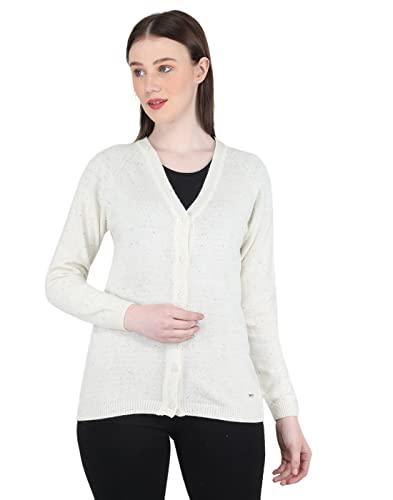 monte carlo women's wool v-neck cardigan (1220733vn-1630_off white