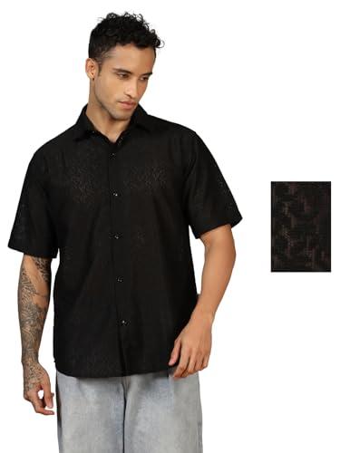 leriya fashion crochet shirt for men| shirt for men| men stylish shirt | men printed shirt (medium, black)