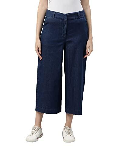 go colors relaxed women's blue high rise cotton denim culottes - xl