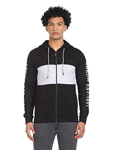 arrow sports black front open zipper sweatshirt (asacss9261_m)