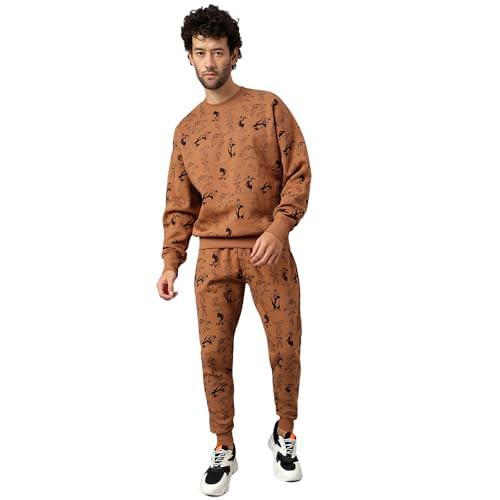 free authority looney tunes printed loose fit brown ploycotton men's cod-set