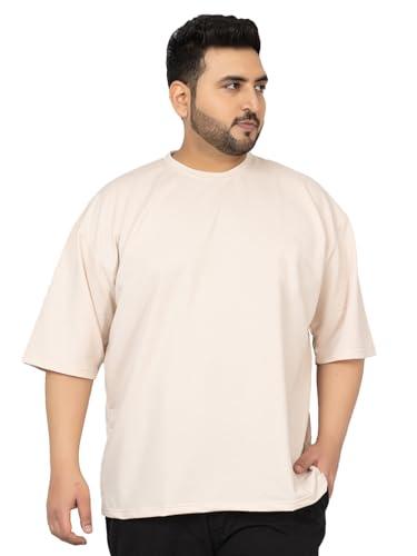 chkokko men's solid plain plus size half sleeves regular fit t-shirt pastel beige xxl (t-19-22)