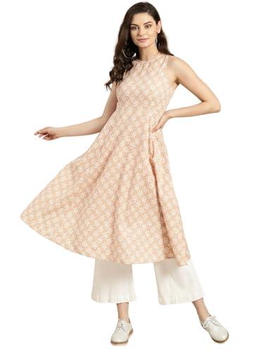 rytras women's printed a-line kurta(ryt518,beige,l)