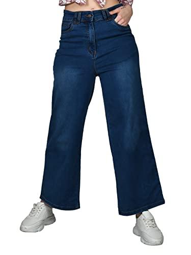 zink london women's blue solid parallel jeans