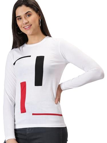 ausk full sleeve t shirts for women (color-white) (size-s)